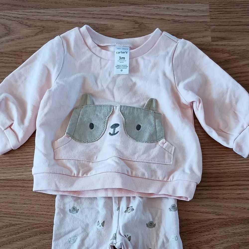 Carter's Adorable Dog French Terry Pullover Leggings Set Outfit 3 Months